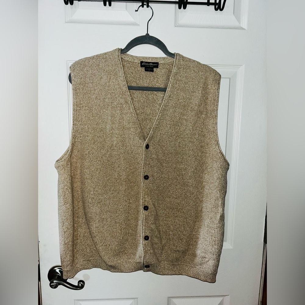 Eddie Bauer 100% Cotton Unisex Cream Sweater Vest XL